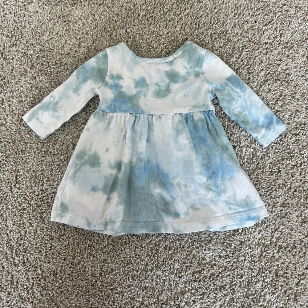 Old Navy Baby Girl Blue Tie-Dye Long-Sleeve Dress Spring dress- Size 0-3 Months